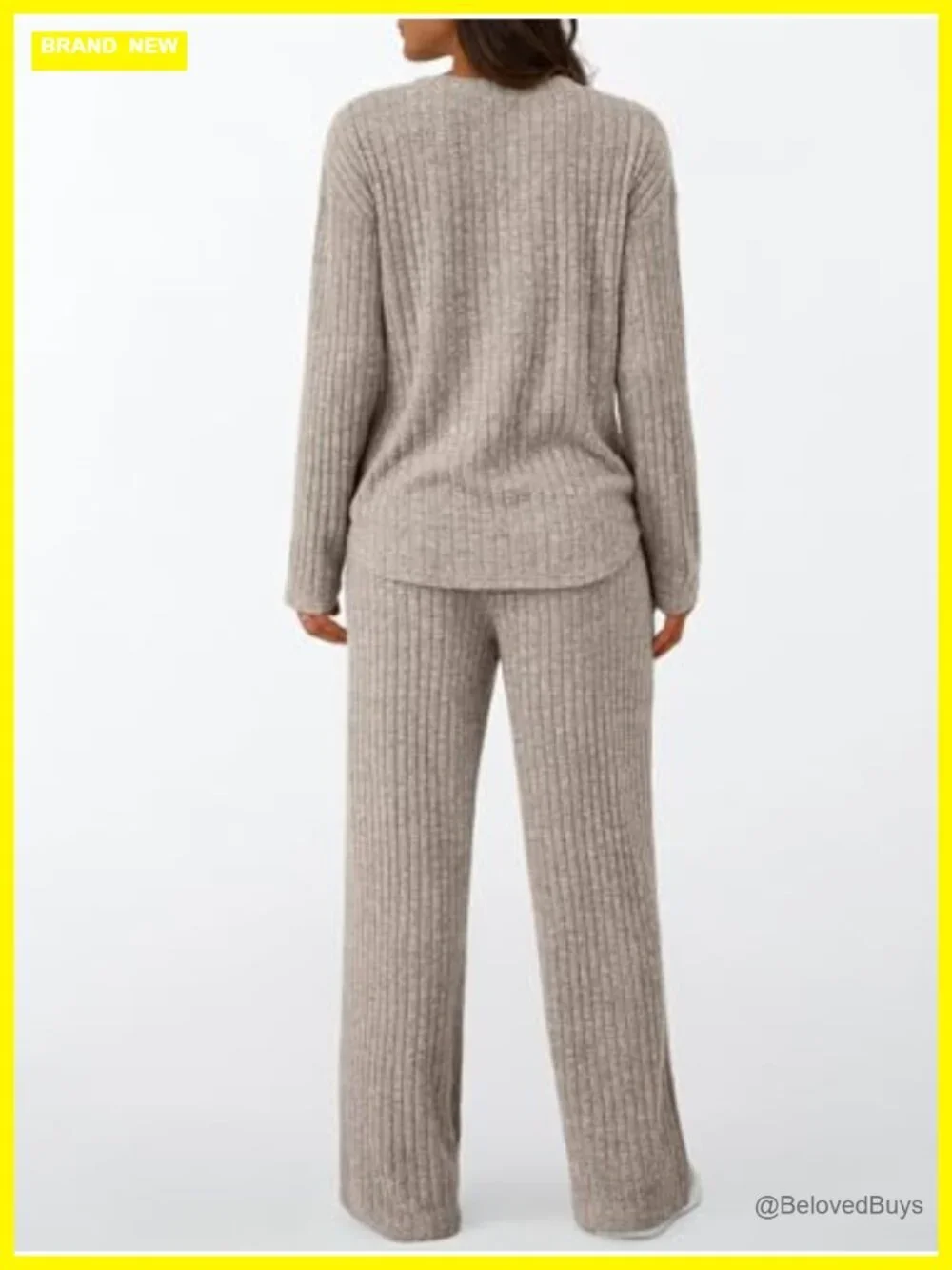 2 Piece Lounge Set - Henley Top & Wide Leg Pants with Pockets, Soft Knit